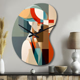 Female Art Deco Portrait IV - Asymmetric Metal Wall Clock