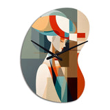 Female Art Deco Portrait IV - Asymmetric Metal Wall Clock