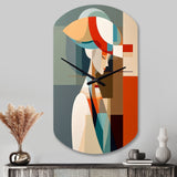Female Art Deco Portrait IV - Asymmetric Metal Wall Clock