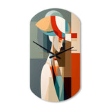 Female Art Deco Portrait IV - Asymmetric Metal Wall Clock