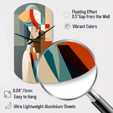 Female Art Deco Portrait IV - Asymmetric Metal Wall Clock