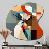 Female Art Deco Portrait IV - Asymmetric Metal Wall Clock