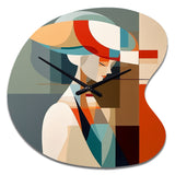 Female Art Deco Portrait IV - Asymmetric Metal Wall Clock