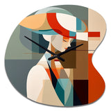 Female Art Deco Portrait IV - Asymmetric Metal Wall Clock