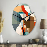 Female Art Deco Portrait IV - Asymmetric Metal Wall Clock