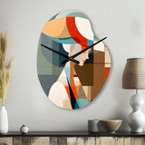 Female Art Deco Portrait IV - Asymmetric Metal Wall Clock
