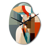 Female Art Deco Portrait IV - Asymmetric Metal Wall Clock