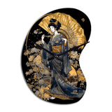 Elegant Japanese Woman VI - Asymmetric Metal Wall Clock