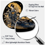Elegant Japanese Woman VI - Asymmetric Metal Wall Clock