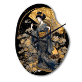 Elegant Japanese Woman VI - Asymmetric Metal Wall Clock