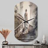 Stunning Girl By The Stairs II - Asymmetric Metal Wall Clock