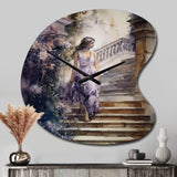 Stunning Girl By The Stairs IV - Asymmetric Metal Wall Clock