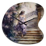 Stunning Girl By The Stairs IV - Asymmetric Metal Wall Clock