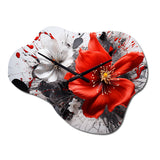 Red Grey Botanical Symphony I - Asymmetric Metal Wall Clock