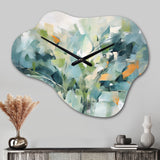 Blue Botanical Garden III - Asymmetric Metal Wall Clock