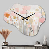 Pink Blossoming Garden - Asymmetric Metal Wall Clock