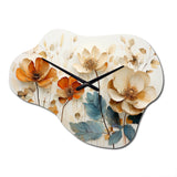 Yellow Botanical Collage II - Asymmetric Metal Wall Clock