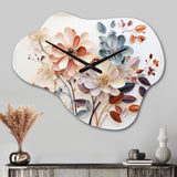 White Botanical Collage - Asymmetric Metal Wall Clock