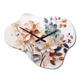 White Botanical Collage - Asymmetric Metal Wall Clock