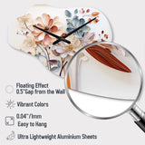 White Botanical Collage - Asymmetric Metal Wall Clock