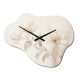 White Botanical Elegance II - Asymmetric Metal Wall Clock