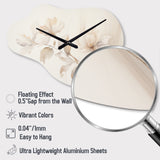 White Botanical Elegance II - Asymmetric Metal Wall Clock