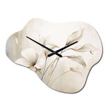White Botanical Elegance III - Asymmetric Metal Wall Clock