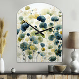 Blue Green Botanical Elegance - Asymmetric Metal Wall Clock
