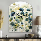 Blue Green Botanical Elegance - Asymmetric Metal Wall Clock