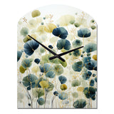 Blue Green Botanical Elegance - Asymmetric Metal Wall Clock