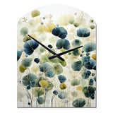 Blue Green Botanical Elegance - Asymmetric Metal Wall Clock