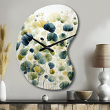Blue Green Botanical Elegance - Asymmetric Metal Wall Clock