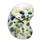 Blue Green Botanical Elegance - Asymmetric Metal Wall Clock