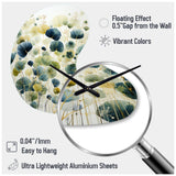 Blue Green Botanical Elegance - Asymmetric Metal Wall Clock