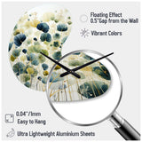 Blue Green Botanical Elegance - Asymmetric Metal Wall Clock