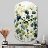 Blue Green Botanical Elegance - Asymmetric Metal Wall Clock