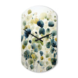 Blue Green Botanical Elegance - Asymmetric Metal Wall Clock