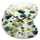 Blue Green Botanical Elegance - Asymmetric Metal Wall Clock