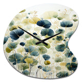 Blue Green Botanical Elegance - Asymmetric Metal Wall Clock