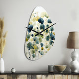 Blue Green Botanical Elegance - Asymmetric Metal Wall Clock