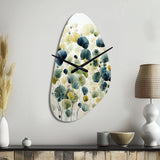 Blue Green Botanical Elegance - Asymmetric Metal Wall Clock