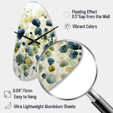 Blue Green Botanical Elegance - Asymmetric Metal Wall Clock