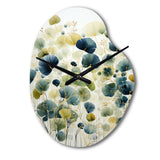 Blue Green Botanical Elegance - Asymmetric Metal Wall Clock