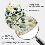 Blue Green Botanical Elegance - Asymmetric Metal Wall Clock