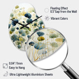Blue Green Botanical Elegance - Asymmetric Metal Wall Clock