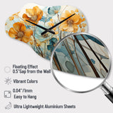 Teal Orange Botanical Fragments I - Asymmetric Metal Wall Clock
