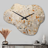 Beige Botanical Impressions I - Asymmetric Metal Wall Clock