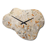 Beige Botanical Impressions I - Asymmetric Metal Wall Clock