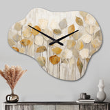 Beige Botanical Impressions II - Asymmetric Metal Wall Clock