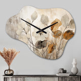 Beige Botanical Impressions III - Asymmetric Metal Wall Clock